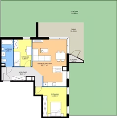 3 pokoje, mieszkanie 63,80 m², parter, oferta nr 11-1, Osiedle Bella Vista etap VI, Kielce, Ostra Górka, ul. Generała Andersa / Domki