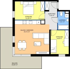 3 pokoje, mieszkanie 58,05 m², piętro 4, oferta nr 11-27, Osiedle Bella Vista etap VI, Kielce, Ostra Górka, ul. Generała Andersa / Domki