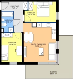 3 pokoje, mieszkanie 52,79 m², piętro 3, oferta nr 11-20, Osiedle Bella Vista etap VI, Kielce, Ostra Górka, ul. Generała Andersa / Domki