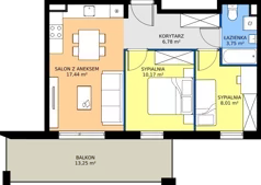 3 pokoje, mieszkanie 46,15 m², piętro 1, oferta nr 8-21, Osiedle Bella Vista etap VI, Kielce, Ostra Górka, ul. Generała Andersa / Domki