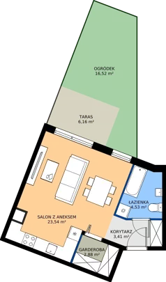 1 pokój, mieszkanie 34,36 m², parter, oferta nr 8-19, Osiedle Bella Vista etap VI, Kielce, Ostra Górka, ul. Generała Andersa / Domki