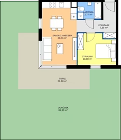 2 pokoje, mieszkanie 42,66 m², parter, oferta nr 8-32, Osiedle Bella Vista etap VI, Kielce, Ostra Górka, ul. Generała Andersa / Domki
