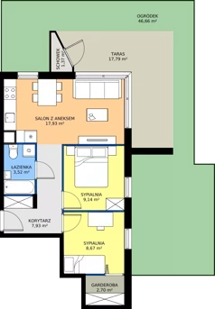 3 pokoje, mieszkanie 49,89 m², parter, oferta nr 8-4, Osiedle Bella Vista etap VI, Kielce, Ostra Górka, ul. Generała Andersa / Domki