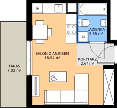 1 pokój, mieszkanie 25,13 m², parter, oferta nr 8-2, Osiedle Bella Vista etap VI, Kielce, Ostra Górka, ul. Generała Andersa / Domki