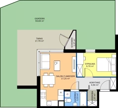 2 pokoje, mieszkanie 36,79 m², parter, oferta nr 8-33, Osiedle Bella Vista etap VI, Kielce, Ostra Górka, ul. Generała Andersa / Domki