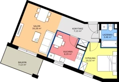 2 pokoje, mieszkanie 45,50 m², piętro 1, oferta nr 8-22, Osiedle Bella Vista etap VI, Kielce, Ostra Górka, ul. Generała Andersa / Domki