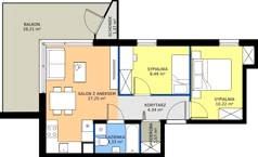 3 pokoje, mieszkanie 45,20 m², piętro 2, oferta nr 8-41, Osiedle Bella Vista etap VI, Kielce, Ostra Górka, ul. Generała Andersa / Domki