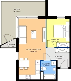 2 pokoje, mieszkanie 43,95 m², piętro 1, oferta nr 8-7, Osiedle Bella Vista etap VI, Kielce, Ostra Górka, ul. Generała Andersa / Domki