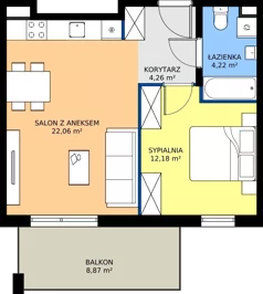 2 pokoje, mieszkanie 42,72 m², piętro 2, oferta nr 8-39, Osiedle Bella Vista etap VI, Kielce, Ostra Górka, ul. Generała Andersa / Domki