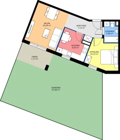 2 pokoje, mieszkanie 45,51 m², parter, oferta nr 8-18, Osiedle Bella Vista etap VI, Kielce, Ostra Górka, ul. Generała Andersa / Domki