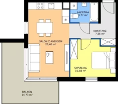 2 pokoje, mieszkanie 42,66 m², piętro 2, oferta nr 8-40, Osiedle Bella Vista etap VI, Kielce, Ostra Górka, ul. Generała Andersa / Domki