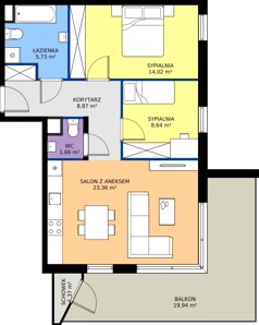 3 pokoje, mieszkanie 62,28 m², piętro 2, oferta nr 8-24, Osiedle Bella Vista etap VI, Kielce, Ostra Górka, ul. Generała Andersa / Domki