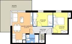 3 pokoje, mieszkanie 45,20 m², piętro 1, oferta nr 8-37, Osiedle Bella Vista etap VI, Kielce, Ostra Górka, ul. Generała Andersa / Domki