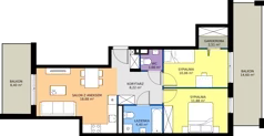3 pokoje, mieszkanie 57,61 m², piętro 1, oferta nr 8-5, Osiedle Bella Vista etap VI, Kielce, Ostra Górka, ul. Generała Andersa / Domki