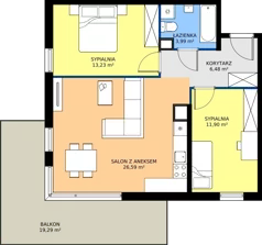 3 pokoje, mieszkanie 62,19 m², piętro 4, oferta nr 9-28, Osiedle Bella Vista etap VI, Kielce, Ostra Górka, ul. Generała Andersa / Domki