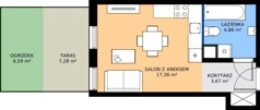 1 pokój, mieszkanie 25,89 m², parter, oferta nr 9-6, Osiedle Bella Vista etap VI, Kielce, Ostra Górka, ul. Generała Andersa / Domki