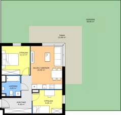 3 pokoje, mieszkanie 52,90 m², parter, oferta nr 9-2, Osiedle Bella Vista etap VI, Kielce, Ostra Górka, ul. Generała Andersa / Domki