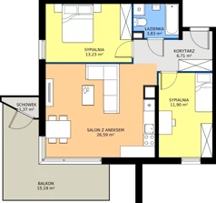 3 pokoje, mieszkanie 62,26 m², piętro 2, oferta nr 9-17, Osiedle Bella Vista etap VI, Kielce, Ostra Górka, ul. Generała Andersa / Domki