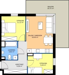 3 pokoje, mieszkanie 53,07 m², piętro 3, oferta nr 9-20, Osiedle Bella Vista etap VI, Kielce, Ostra Górka, ul. Generała Andersa / Domki