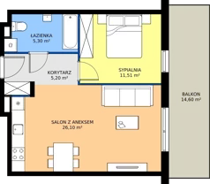 2 pokoje, mieszkanie 48,11 m², piętro 1, oferta nr 9-9, Osiedle Bella Vista etap VI, Kielce, Ostra Górka, ul. Generała Andersa / Domki