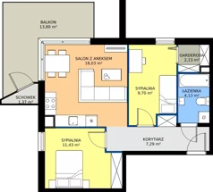 3 pokoje, mieszkanie 52,71 m², piętro 3, oferta nr 9-19, Osiedle Bella Vista etap VI, Kielce, Ostra Górka, ul. Generała Andersa / Domki