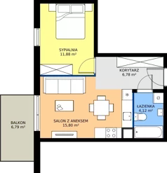 2 pokoje, mieszkanie 38,58 m², piętro 2, oferta nr 9-18, Osiedle Bella Vista etap VI, Kielce, Ostra Górka, ul. Generała Andersa / Domki