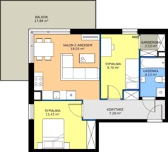 3 pokoje, mieszkanie 52,71 m², piętro 1, oferta nr 9-7, Osiedle Bella Vista etap VI, Kielce, Ostra Górka, ul. Generała Andersa / Domki