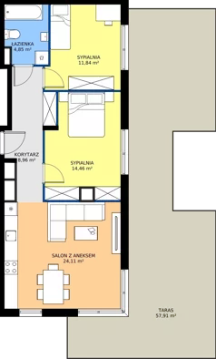 3 pokoje, mieszkanie 64,22 m², piętro 4, oferta nr 9-27, Osiedle Bella Vista etap VI, Kielce, Ostra Górka, ul. Generała Andersa / Domki