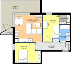 3 pokoje, mieszkanie 52,71 m², piętro 2, oferta nr 9-13, Osiedle Bella Vista etap VI, Kielce, Ostra Górka, ul. Generała Andersa / Domki