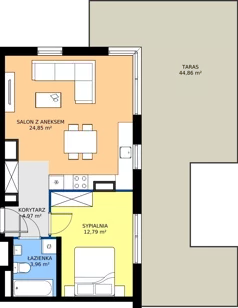 2 pokoje, mieszkanie 46,57 m², piętro 4, oferta nr 9-26, Osiedle Bella Vista etap VI, Kielce, Ostra Górka, ul. Generała Andersa / Domki