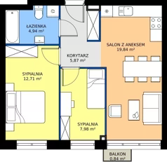 3 pokoje, apartament 51,92 m², piętro 4, oferta nr K3.4.M13, Nyska Residence, Wrocław, Tarnogaj, Krzyki, ul. Nyska 57