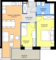 3 pokoje, apartament 53,61 m², piętro 3, oferta nr K3.3.M2, Nyska Residence, Wrocław, Tarnogaj, Krzyki, ul. Nyska 57