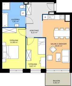 3 pokoje, apartament 59,13 m², piętro 2, oferta nr K2.2.M4, Nyska Residence, Wrocław, Tarnogaj, Krzyki, ul. Nyska 57