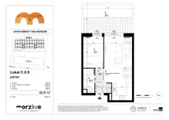 2 pokoje, mieszkanie 42,27 m², parter, oferta nr C.0.9, Morzlive etap 2, Ustronie Morskie, ul. Graniczna 4