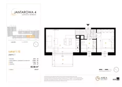 2 pokoje, mieszkanie 43,58 m², piętro 1, oferta nr 1.12, Jantarowa 4, Ustronie Morskie, ul. Jantarowa 4