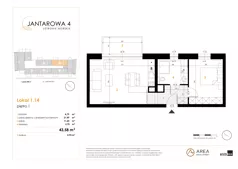 2 pokoje, mieszkanie 43,58 m², piętro 1, oferta nr 1.14, Jantarowa 4, Ustronie Morskie, ul. Jantarowa 4