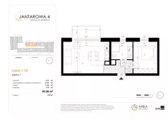 2 pokoje, mieszkanie 43,58 m², piętro 1, oferta nr 1.15, Jantarowa 4, Ustronie Morskie, ul. Jantarowa 4