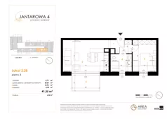 2 pokoje, mieszkanie 41,35 m², piętro 3, oferta nr 3.28, Jantarowa 4, Ustronie Morskie, ul. Jantarowa 4