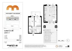3 pokoje, mieszkanie 66,97 m², piętro 3, oferta nr C.3.38, Morzlive etap 2, Ustronie Morskie, ul. Graniczna 4