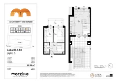 3 pokoje, mieszkanie 62,56 m², piętro 3, oferta nr D.3.83, Morzlive etap 2, Ustronie Morskie, ul. Graniczna 4