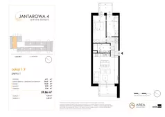 3 pokoje, mieszkanie 59,86 m², piętro 1, oferta nr 1.9, Jantarowa 4, Ustronie Morskie, ul. Jantarowa 4