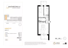 3 pokoje, mieszkanie 59,86 m², piętro 2, oferta nr 2.17, Jantarowa 4, Ustronie Morskie, ul. Jantarowa 4