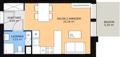 1 pokój, mieszkanie 27,20 m², piętro 2, oferta nr A.2.25, Morzlive etap 1, Ustronie Morskie, ul. Graniczna 4