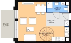 3 pokoje, mieszkanie 61,79 m², piętro 3, oferta nr A.3.42, Morzlive etap 1, Ustronie Morskie, ul. Graniczna 4