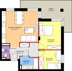 3 pokoje, mieszkanie 60,74 m², piętro 1, oferta nr 10, Słoneczne Tarasy II bud A, Suwałki, ul. Sportowa