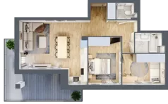 3 pokoje, mieszkanie 61,50 m², piętro 2, oferta nr 13, Słoneczne Tarasy II, Suwałki, ul. Sportowa
