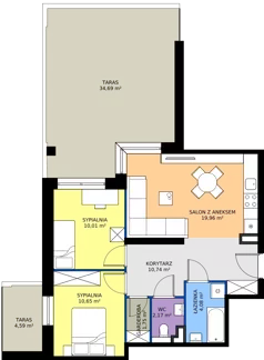 3 pokoje, mieszkanie 59,36 m², parter, oferta nr 5, Villa Park bud D - Apartamenty Augustów, Augustów, ul. Wypoczynkowa