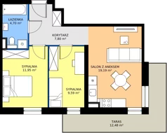 3 pokoje, mieszkanie 53,23 m², piętro 1, oferta nr 7, Villa Park bud D - Apartamenty Augustów, Augustów, ul. Wypoczynkowa