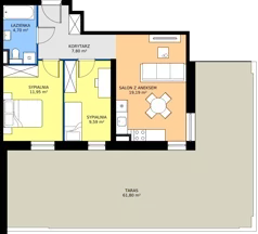 3 pokoje, mieszkanie 53,23 m², parter, oferta nr 1, Villa Park bud D - Apartamenty Augustów, Augustów, ul. Wypoczynkowa