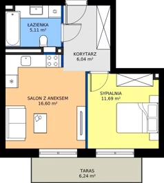 2 pokoje, mieszkanie 39,44 m², piętro 3, oferta nr 58, Piano Park bud. H, Suwałki, Czarnoziem, ul. Witolda "Rotmistrza" Pileckiego 5A
